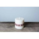 Laureta Candles rapšu vaska svece cilndrs ar latvju zīmēm, 6cm